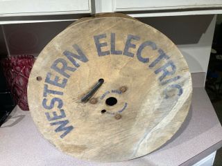 Large Vintage 2 Sided Advertising Spool Of Western Electric Wire Nearly 1/2 Full