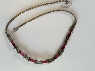 Vintage Pink And Clear Rhinestones Costum 17 - 1/4” Necklace