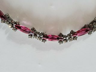 VINTAGE PINK AND CLEAR RHINESTONES COSTUM 17 - 1/4” NECKLACE 2
