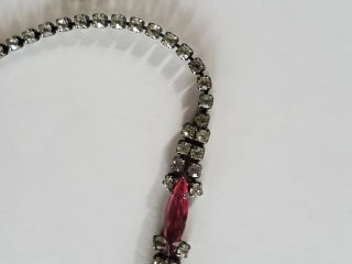 VINTAGE PINK AND CLEAR RHINESTONES COSTUM 17 - 1/4” NECKLACE 3