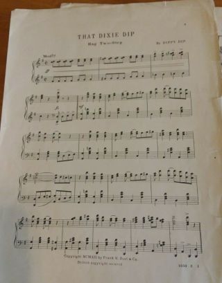That Dixie Dip Rag by Dippy Dip vintage sheet music 1912 Two Step 2