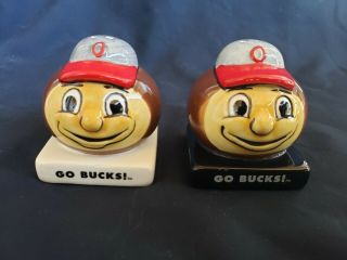 Vintage Ohio State Salt Buckeyes And Pepper Shakers Set