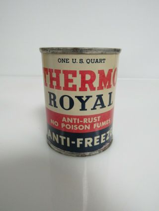 Vintage Thermo Royal Anti - Freeze Oil Can Coin Bank Sb020