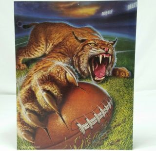 Mead No Rules Portfolio Folder Football Saber Tooth Tiger Sports Art Vintage 90s