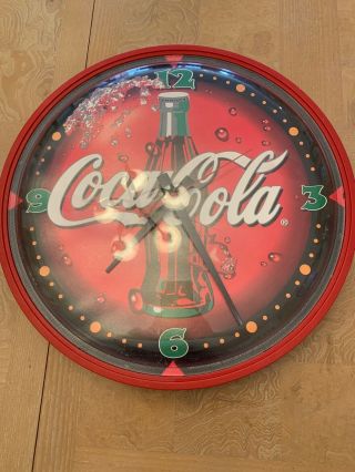 Vintage Coca Cola Round Wall Clock Plastic Red