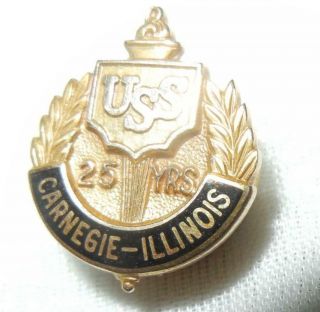 Vintage 25 Year Service Uss United States Steel 10k Gold Pin