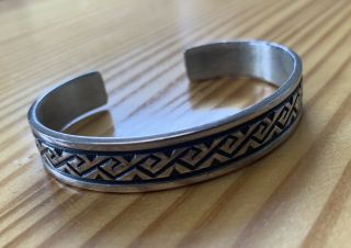 Vintage Navajo Sterling Silver Cuff Bracelet Signed Lamer - Troy Lamer - Women 