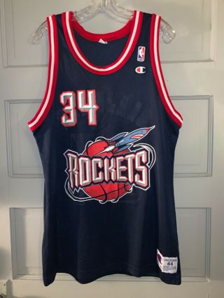 Vintage Champion Houston Rockets Hakeem Olajuwon Basketball Jersey Sz.  44