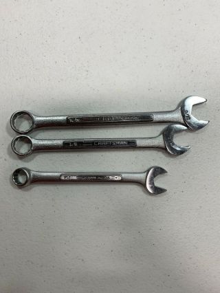 Set Of 3 Vintage Craftsman =v= Series Combination Wrenches 7/16” - 1/2” - 9/16”