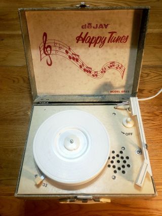 Vintage Dejay Happy Tunes Sp - 11 Record Player Turntable Denim Case