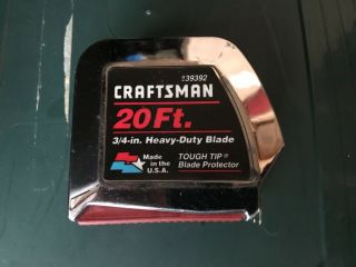 Vintage Craftsman 39392 Metal Retractable 20ft Locking Tape Measure 1980’s Usa