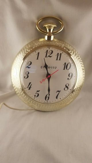 Vintage 60 ' s Spartus Backwards Wall Clock with Bar Open/Closed,  MidCentury Clock 2