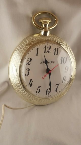 Vintage 60 ' s Spartus Backwards Wall Clock with Bar Open/Closed,  MidCentury Clock 3