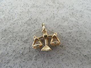 Vintage 14k Yellow Gold Scales Of Justice Balance Pendant For Necklace Or Charm