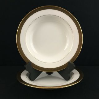 Set Of 2 Vtg Soup Bowls By Mikasa Crown Jewel Gold Fine China Encrusted Ak019