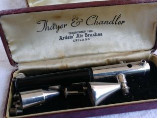 2 Vintage Thayer & Chandler Artists Air Brush Kits Chicago with Cases 3