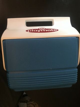 Vintage Playmate By Igloo Blue & White Cooler With Push Button 6 Pack/ Lunchbox