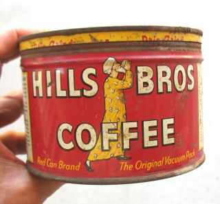 Vintage 1939 Hills Bros Coffee Can W/lid - Drip Grind - 1 Pound Size