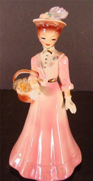 Vintage Josef Originals Lady Figurine With Hat And Basket 7 1/4 " Gigi Series?