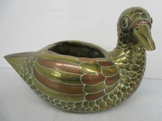 Vintage Brass Duck Planter