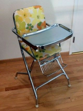 Vintage Cosco Folding Chrome High Chair 1970 