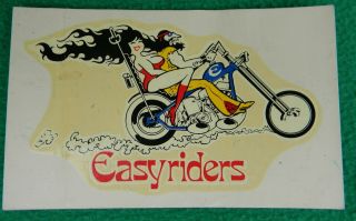 Vintage Easy Riders Chopper Motorcycle Water Transfer Decal