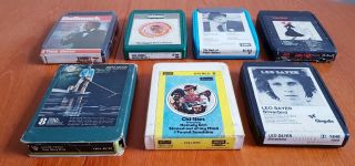 A Selection Of 7 Various Vintage 8 - Track Music Cartridges Cassette Tapes