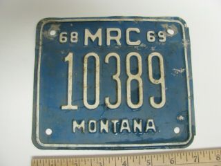 1968 - 1969 Montana State License Plate Motorcycle Blue Gas Station Oil 10389