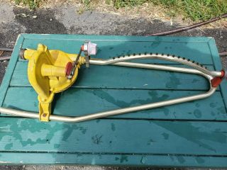 Vintage Nelson Dial - A - Rain Yellow Large Adjustable Lawn Sprinkler Oscillating 2