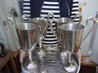 4 Vintage Silver Plated Sporting Trophies