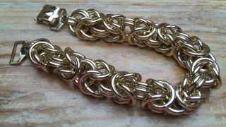 Chunky Vintage Gold Tone Link Bracelet/chain/1980’s/retro/plated?metal/signed Zs