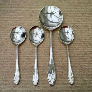 Vintage Fruit Spoons X4 Large & Small - Art Deco Era Silver Plated Epns Cutlery