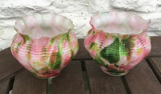 2 X Small Vintage Czech / Bohemian Ribbed Vases,  Spatter Glass.  Welz / Kralik
