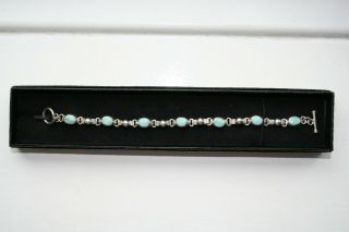 A Vintage Sterling Silver 925 Bracelet with 7 Turquoise Cabochons 3