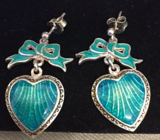 Vintage Jewellery Baroque Style Sterling Silver And Guilloche Enamel Earrings