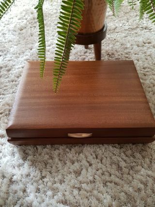 Art Deco Vintage Wood Box With Brass Handle