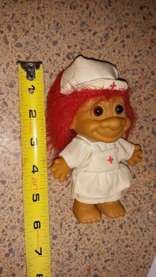 Rare Vintage Russ Berrie Nurse Troll Doll With Uniform 6 " Tall