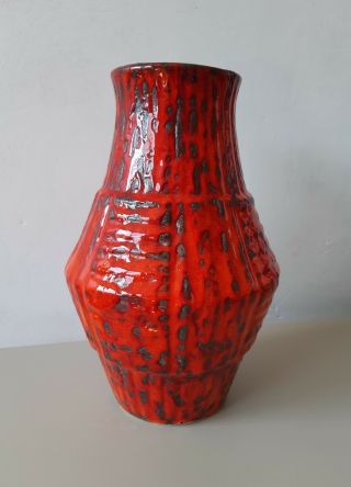 Fohr Keramik Red Vintage Vase German Fat Lava Mid - Century West Germany Wgp Retro