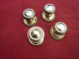 2 X Pairs Of Vintage/antique Brass Door Knods - Handles - -