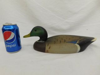 VINTAGE WOOD DUCK DECOY GLASS EYES MALLARD HAND PAINTED HAND CARVED 2