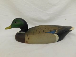 VINTAGE WOOD DUCK DECOY GLASS EYES MALLARD HAND PAINTED HAND CARVED 3