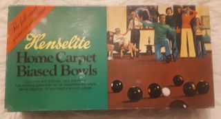 Vintage 1970 Henselite Home Carpet Biased Bowls (complete) Boxed With Rules