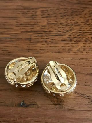 VINTAGE GOLD TONE AND RHINESTONE CLIP ON EARRINGS BY D ' ORLAN MARKED 2