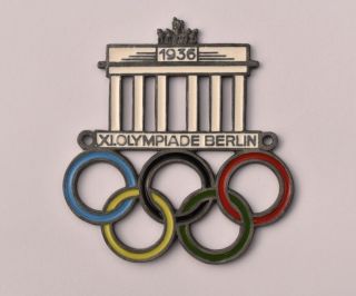 Vintage Olympic Games Enamel Motor Car Grille Badge 1936 Berlin Germany