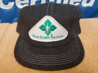 Vintage Farm Credit Services White Stitch Snap Back Hat