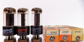 A Trio Of N.  O.  S Vintage General Electric 6y6gt Vacuum Tubes.