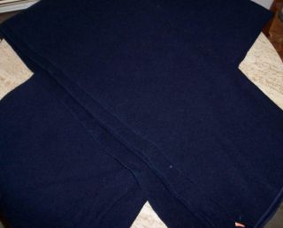 Vintage Wool Navy Blue Blankets 60 " X 80 " Pair