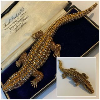Vintage Jewellery Butler And Wilson Citrine Rhinestone Crystal Crocodile Brooch