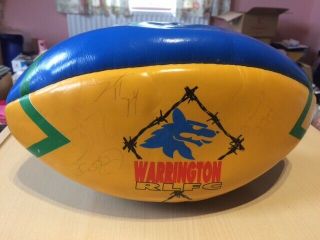 Vintage Warrington Rugby League Signed Ball With Approx 12 Autographs