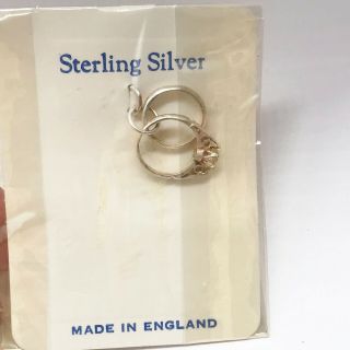 Vintage Solid Sterling Silver Nos Charm For Bracelet Wedding & Engagement 2 Ring
